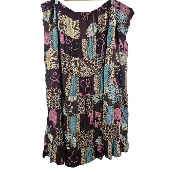 Patchwork Maxi Skirt Free Size Y2K Handmade Elastic Waist - Picture 1 of 5